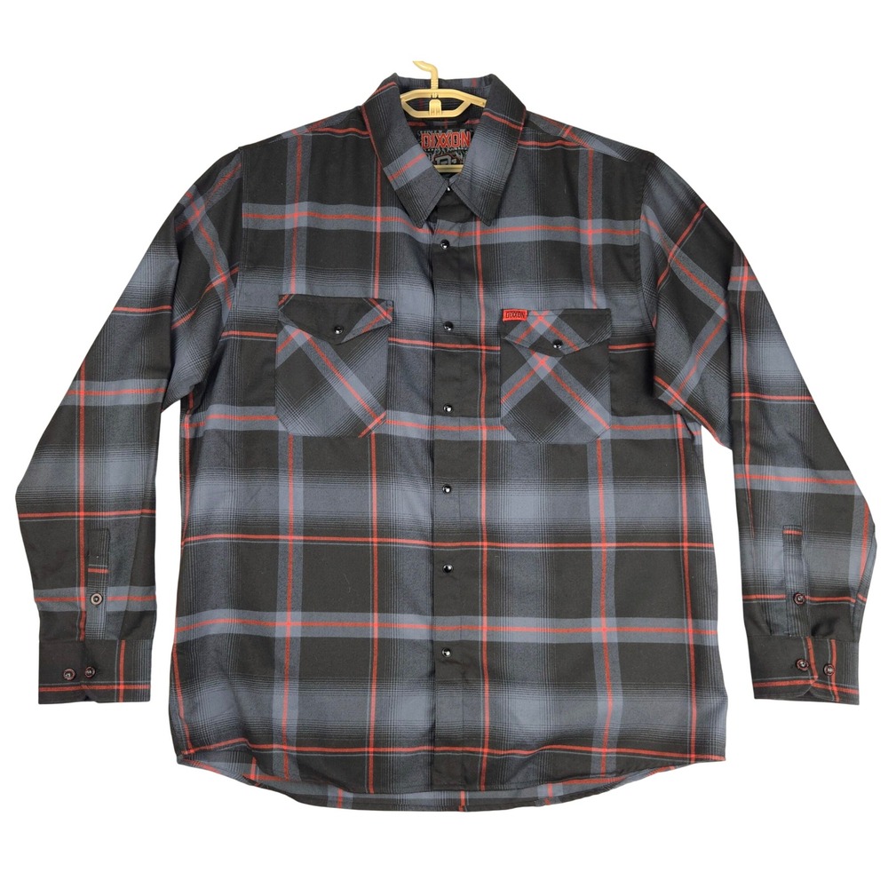Dixxon Flannel Co Moxie Black Grey Red Plaid D-Tech Shirt Mens 2XL